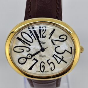 VTG Collezio Women's Watch 40MM MOP Dial New Brown Leather Bands New‎ Battery